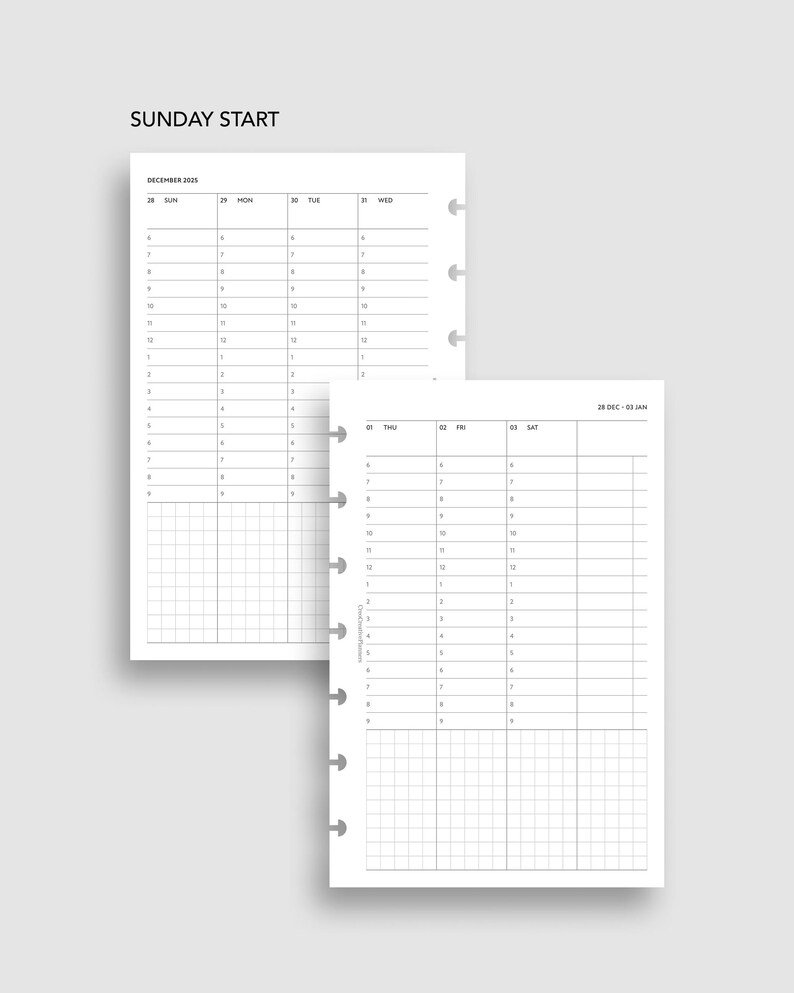 HP Mini 2026 Weekly Planner Insert Printable Hourly Schedule With Notes ...