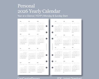 2026年カレンダー印刷可能：縦型A5プランナー挿入物（PDF） - Etsy 日本