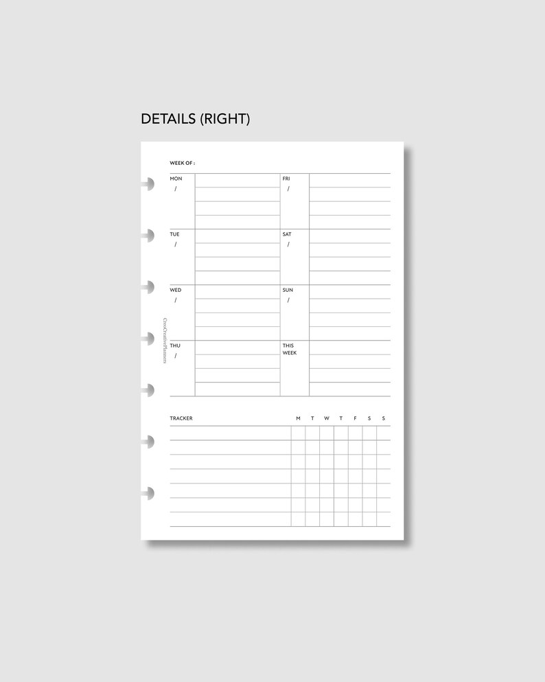 HP Mini Week at a Glance Insert Printable One Page Weekly Overview With ...