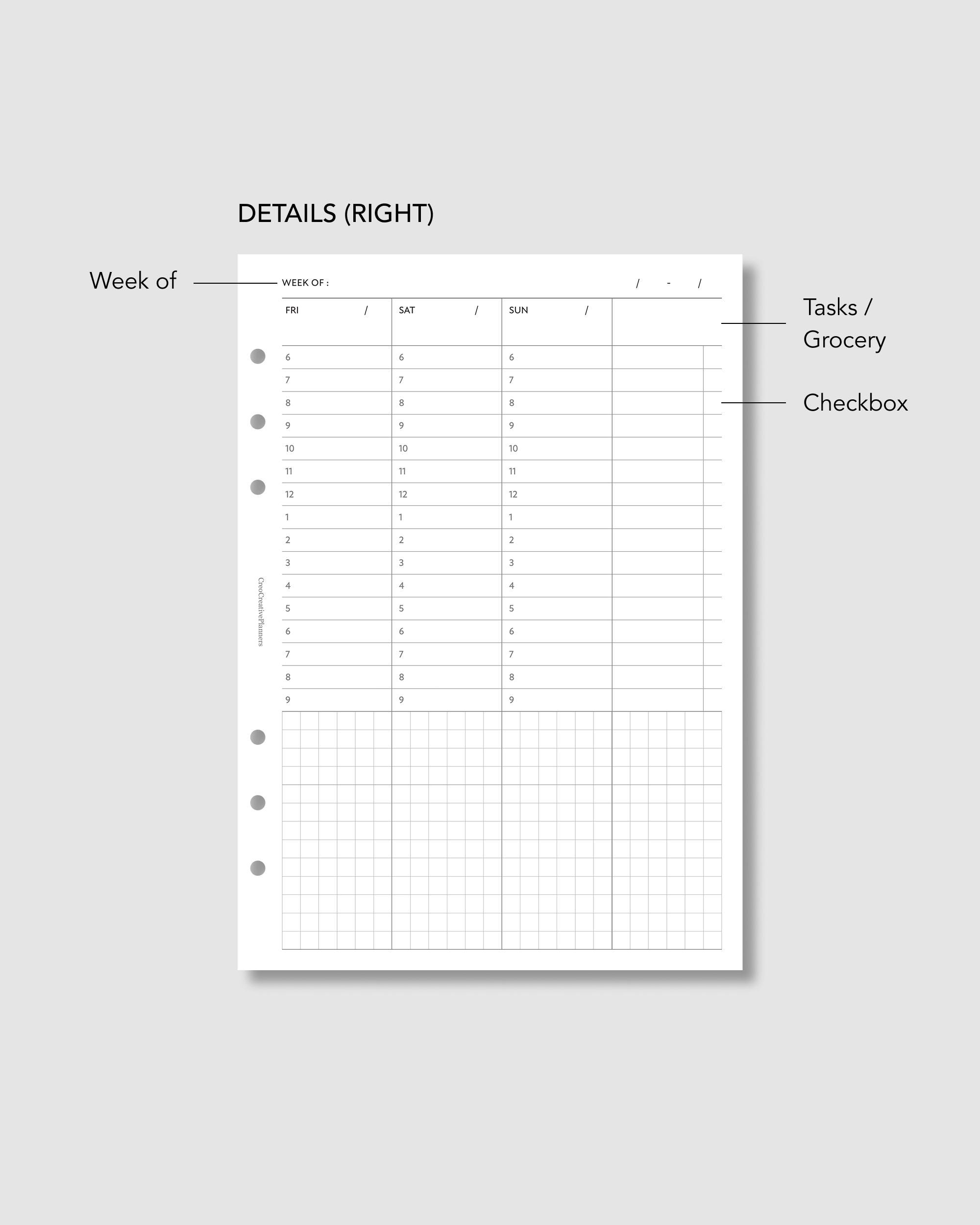 A5 Undated Weekly Hourly Planner Insert Printable Time Blocking ...