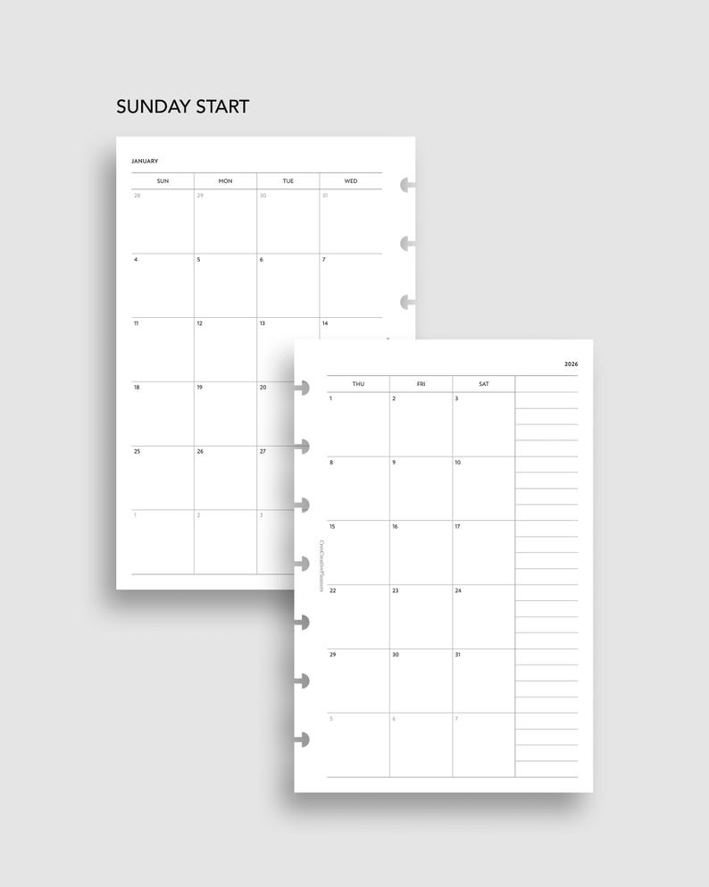 HP Mini 2026 Monthly Planner Insert Printable Month at a Glance Layout ...