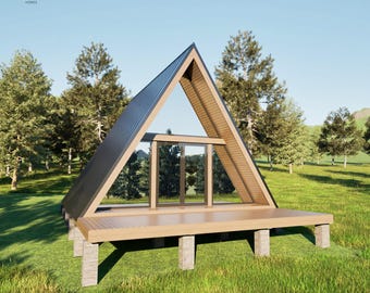 22x28 A-Frame Cabin Plans 1Bed 1Bath 585SF | PDF Blueprint + 3D | Instant Download