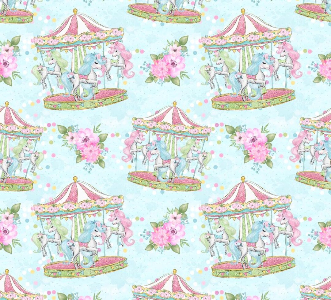 Childlike Carousel Floral Pure Cotton Fabric|by Half-yard (145cm Wide ...