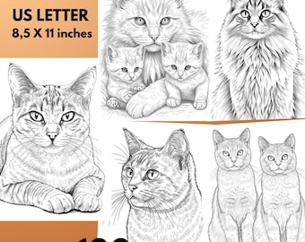 100 cat coloring pages for kids to print PDF
