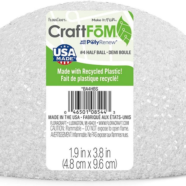 FloralCraft CraftFom Floral Supply - #4 White Half Ball Sphere 1.9 x 3.8-inch