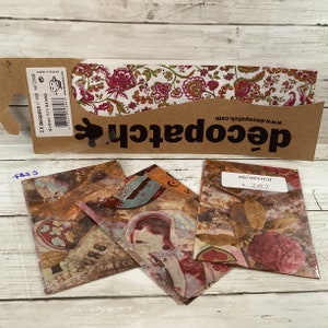 Decoupage Paper Mache Craft Supply, Decopatch, 9 sheets, White, Pink, Floral Mix Bundle