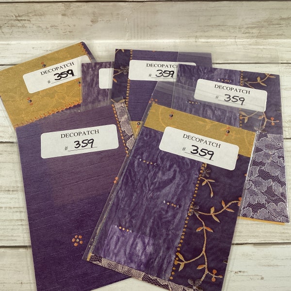 Decoupage Paper Mache Craft Supply, Decopatch, 6 sheets, Purple Yellow Floral Lace, #359