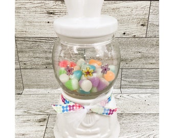 Easter Spring Decor Ceramic Sweet Candy Gumball Jar, Tier Tray