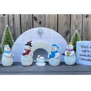 AGD Christmas Decor - Goodwill to Snowman Nativity Lighted Igloo Stable Set