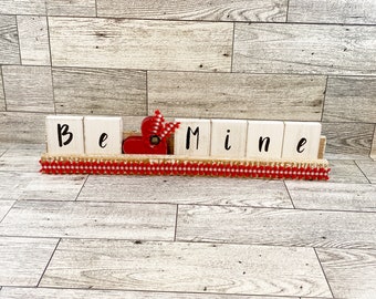 Valentines Decor Tile Tray Be Mine Love You Reversible Decoration