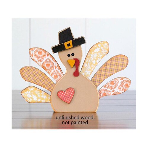 Fall Craft Decor DIY Chunky Unfinished Wood Turkey Etsy