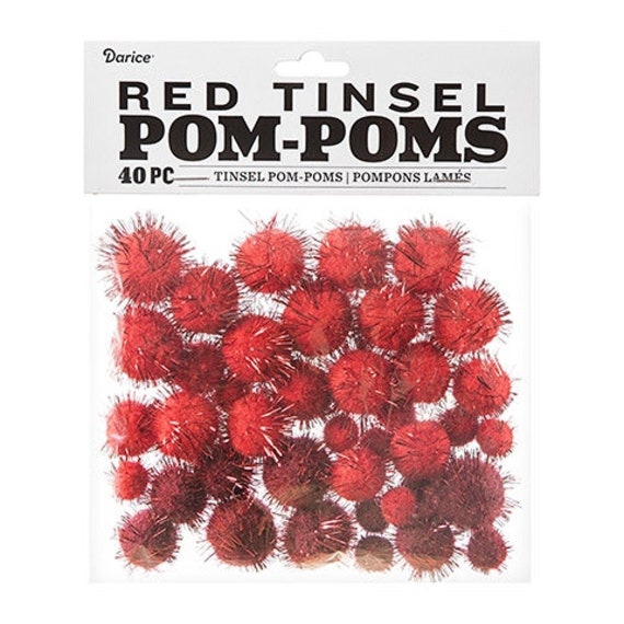 Darice Tinsel Pom Poms 1 6/Pkg-Red/Red