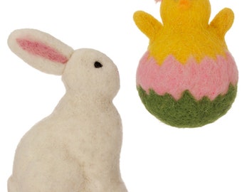 RAZ Easter Decor - Furry Chick and Bunny Rabbit 2pc. Set #E3508027