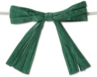 NW Craft Supply - Pre-Tied Raffia Bows Line Hunter Green Bows 18pc