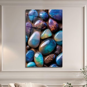 Tempered Glass Crystal Wall Art: Abstract Gemstone Design