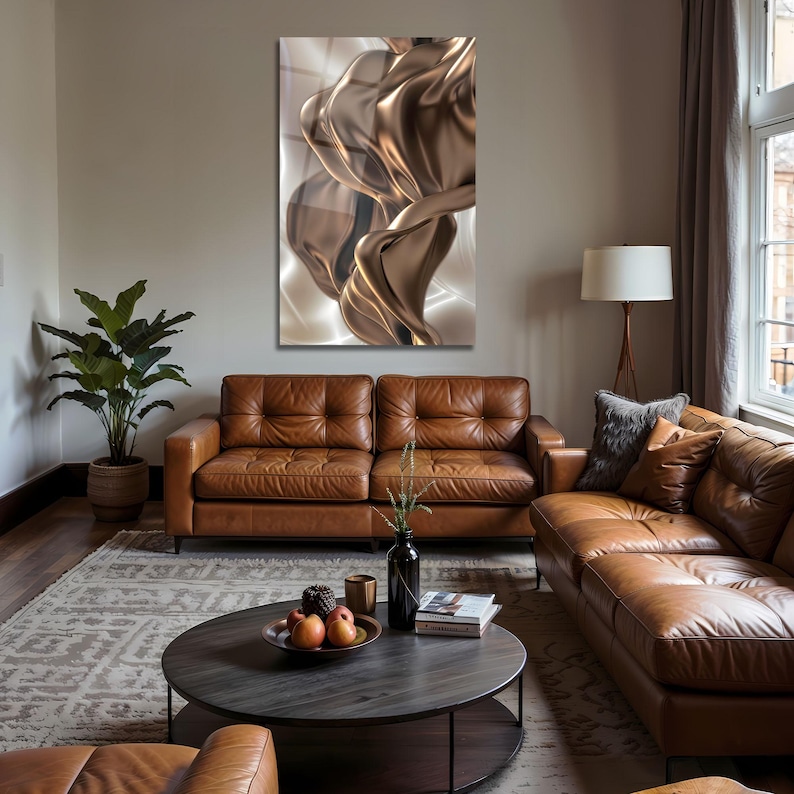 Bronze Abstract Tempered Glass Wall Art – Luxury Modern Fluid Design ...