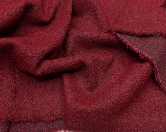 Burgundy Soft Bouclé Cotton Tweed Fabric for Coats-Skirts-Home Textile(150 cm/59" Wide)