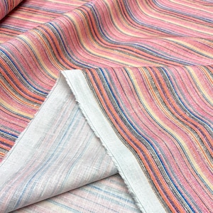 Colorful Striped 100% Linen Fabric for Dress-Blouse-Summer Sewing-Home Textile(150 cm/59")