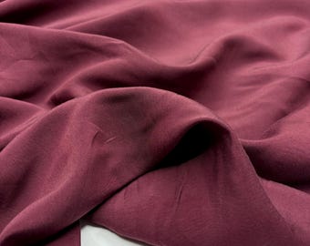Burgundy Stonewashed Cupro Fabric for Dresses, Blouses-Sewing Projects(150 cm/59")