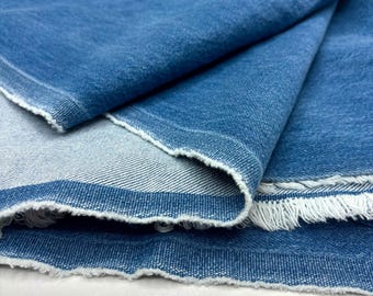 Tela vaquera de algodón azul lavado: suave, lavada a la piedra, 10 oz, para pantalones y chaquetas (150 cm de ancho).