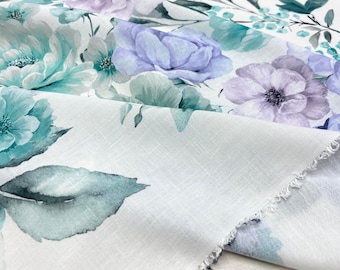 Italian Pastel Floral Linen Fabric:Dress-Shirt-Blouse(Wide 150 cm/59 in)