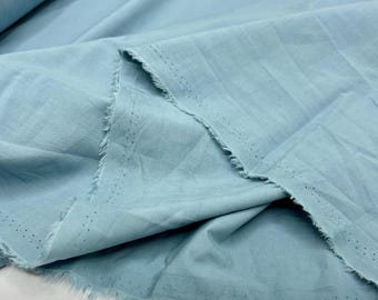 Pastel Blue Cotton Voile Fabric, Lightweight Semi-Sheer, 59" Wide