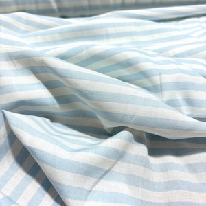 Blue Striped Cotton Viscose Voile Fabric by the Yard, Lightweight DIY Fabric Dresses-Blouses-Home Textile-Sewing(Wide 150 cm/1.64 yd/58 in)