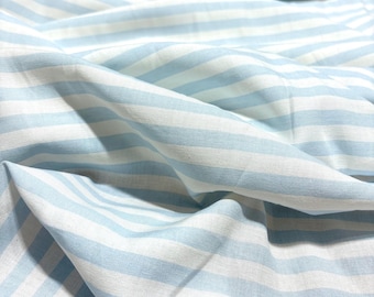 Blue Striped Cotton Viscose Voile Fabric:Dress, Shirt, Lining, Baby Textiles (150cm Wide)