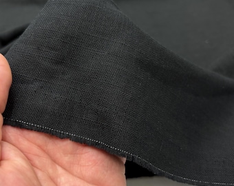 Black Linen Cotton Blend Fabric, 59" Wide, Apparel Sewing