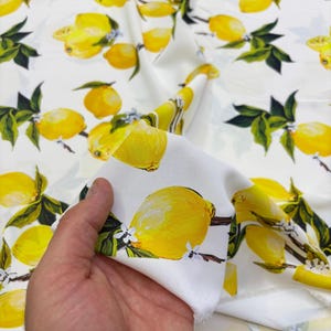 Italian Lemon Design Luxury Satin Fabric, Crepe Fabric By the Meter Fashion Fabric for Dress, Shirt, Skirts(150 cm or 1.64 yard or 58 inch)