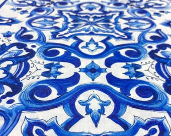 Italian Blue Linen Fabric by the Yard:Dress-Shirt-Blouse(Wide 150 cm/59 in)