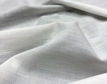 White Thin Cotton Linen Voile Fabric for Dress-Shirt-Lining,Home Textiles(150 cm/59")