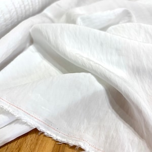 White Stonewashed Luxury Cupro Fabric, Fabric by the Yard for Dresses-Blouses-Skirts-Scarves-Home Textile-Sewing (Wide 150 cm/1.64 yd/58 in)