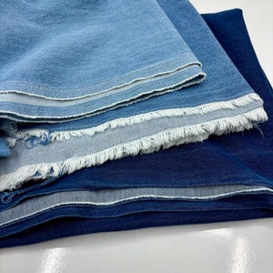 Blue Stonewashed Pure Cotton Denim Fabric: Soft 10 oz Denim (59&quot; Wide)