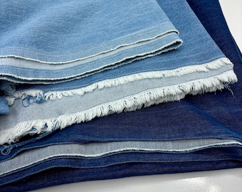 Tela vaquera de algodón puro azul lavado a la piedra: tela vaquera suave de 10 oz (59" de ancho)