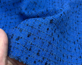 Blue Black Classic Cotton Tweed Fabric for Winter Sewing-Jacket-Skirt-Suit-Coats(150 cm/59" Wide)