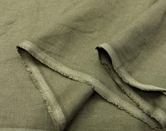 Khaki Green 100% Linen Fabric for Dresses-Shirts-Pants-Home Textile(150 cm/59" Wide)