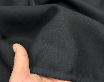 Matte Black 100% Linen Fabric for Dresses-Shirts-Pants-Home Textile(150 cm/59" Wide)