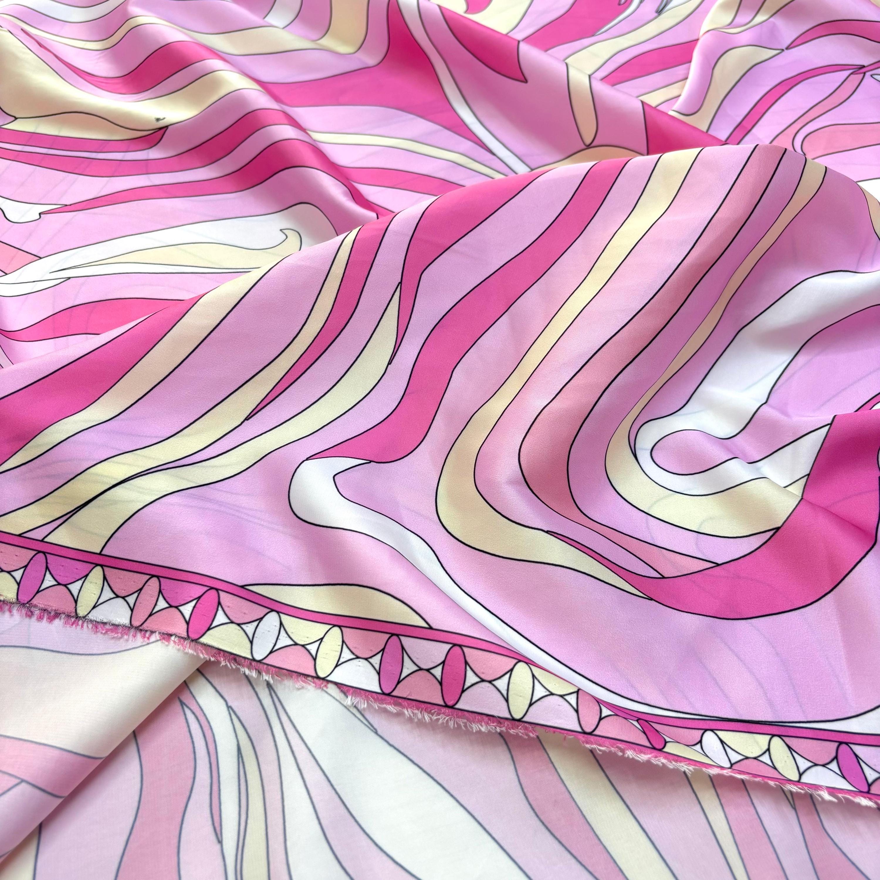 Jupe Vintage Pucci - Impression Abstraite Jaune Et Rose - Taille 10 - Coton - Longue