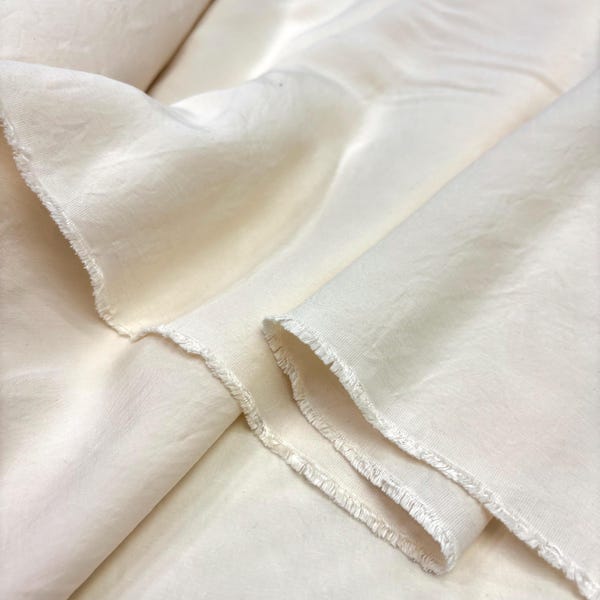 Ecru Stone Washed Cotton Cupro Fabric for Sewing-Dresses-DIY Crafts(150 cm/59")