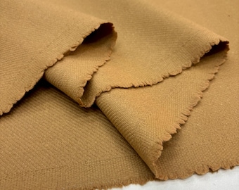 Tejido de tweed italiano 100% lana color camel para chaqueta, pantalón y traje de invierno (ancho 59"/150 cm)