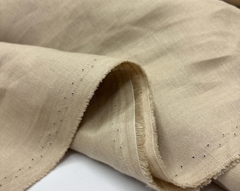 Natural Beige 100% Linen Fabric By The Yard, 59" Wide