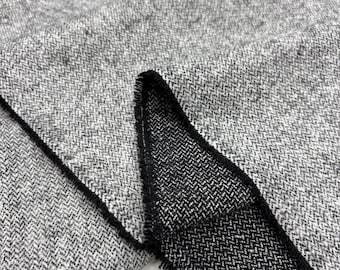 Tela de tweed de lana con diseño de espiga gris para chaqueta, abrigo, pantalón y traje de invierno (ancho: 150 cm)