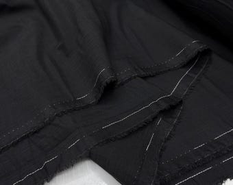 Black Wool Linen Gabardine Fabric– For Pants, Jackets & Suits (59 in / 150 cm Wide)