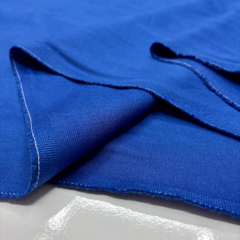Thick blue denim fabric detail shot