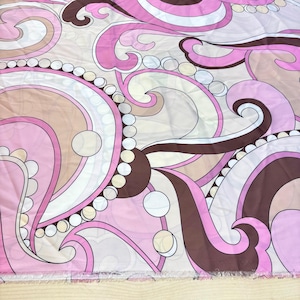 Pink&Brown Italian Abstract Design Satin Fabric,Luxury Soft Satin for Dresses-Blouses-Scarves-Sewing-Home Textile(Wide-150 cm/1.64 yd/58 in)