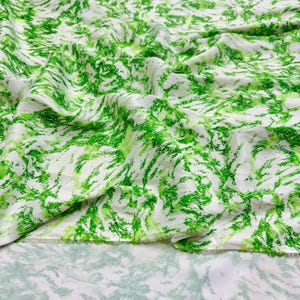 Italian Vibrant Green Abstract Satin Fabric by the Yard:Clothing-Home & Sewing Projects(Wide 150 cm/1.64 yd/58 in)
