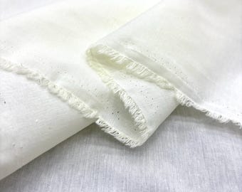 Ecru Pure Cotton Voile Fabric: Natural Lightweight Sewing Textile(Wide 150 cm/59")
