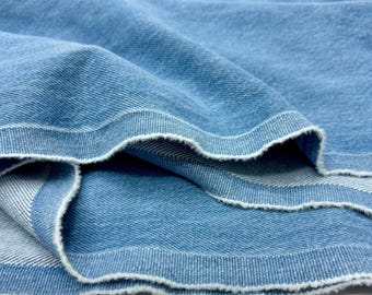 Tela vaquera azul claro lavada a la piedra, 100 % algodón, 10 oz. Para pantalones y chaquetas (150 cm de ancho).