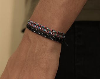 Surfer Bracelet for Men – Adjustable Wax Cord Bracelet, Waterproof Beach Jewelry, Minimalist Braided Bracelet Gift for Him